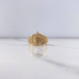 Anillo Correa Corona 6.8gr / T8 3/4 / Circones Blancos Oro Amarillo &