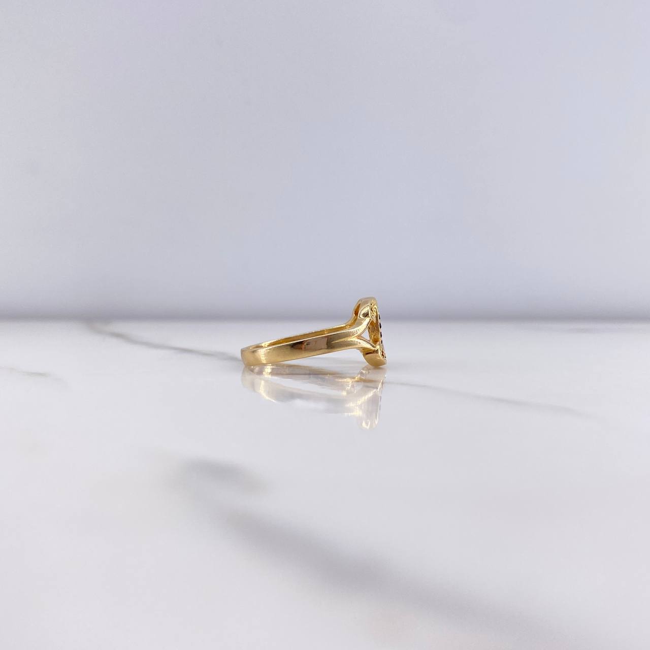 Anillo Ola Cruzada 2.9gr / T7 1/4 / Circones Negros Oro Amarillo $