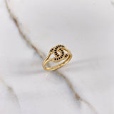 Anillo Ola Cruzada 2.9gr / T7 1/4 / Circones Negros Oro Amarillo $
