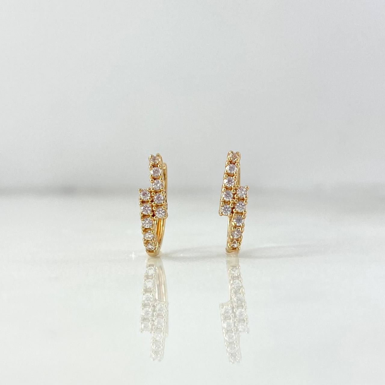 Candongas Linea Doble 1.7gr / 1.2cm / Circones Blancos Oro Amarillo *