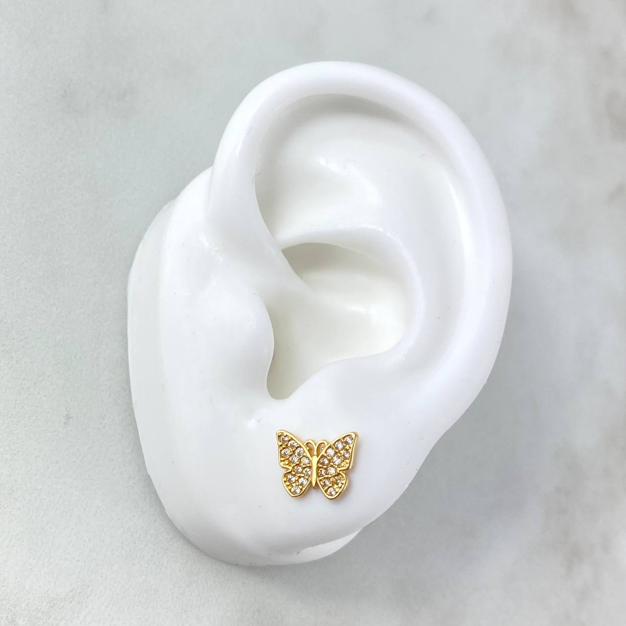 Topos Mariposa 1.4gr / 1cm / Circones Blancos Oro Amarillo *