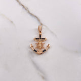 Dije Ancla Cristo Timon 6.65gr / 4cm / Circones Negros Oro Rosa $