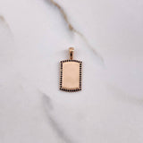 Dije Placa Rectangular 2.2gr / 2.7cm / Circones Negros Oro Rosa $