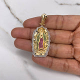 Dije Virgen de Guadalupe 13.5gr / 5.3cm / Circones Blancos Verdes Fucsias Dos Oros Amarillo Blanco $