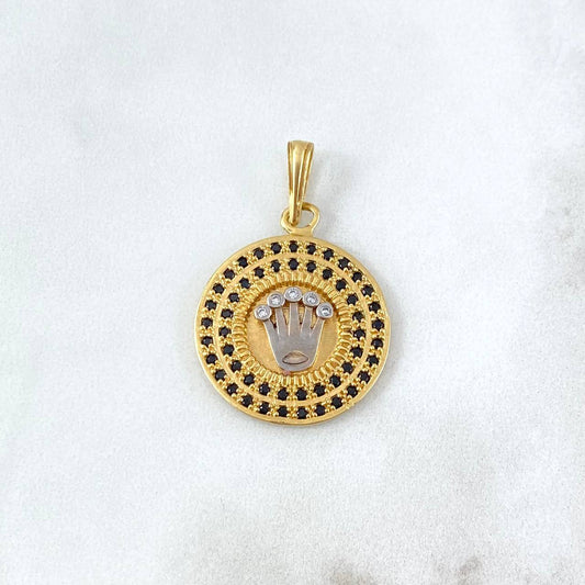 Dije Corona RX 6.75gr/3.5cm Circones Negros Dos Oros Amarillo Blanco (Oferta)