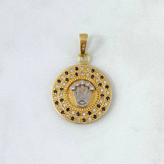 Dije Corona RX 7.2gr/3.5cm Circones Negros Blancos Dos Oros Amarillo Blanco (Oferta)