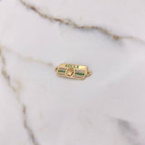 Herraje Placa Corona 1.6gr / 2.5cm / Rectangular Circones Blancos Verdes   Oro Amarillo $