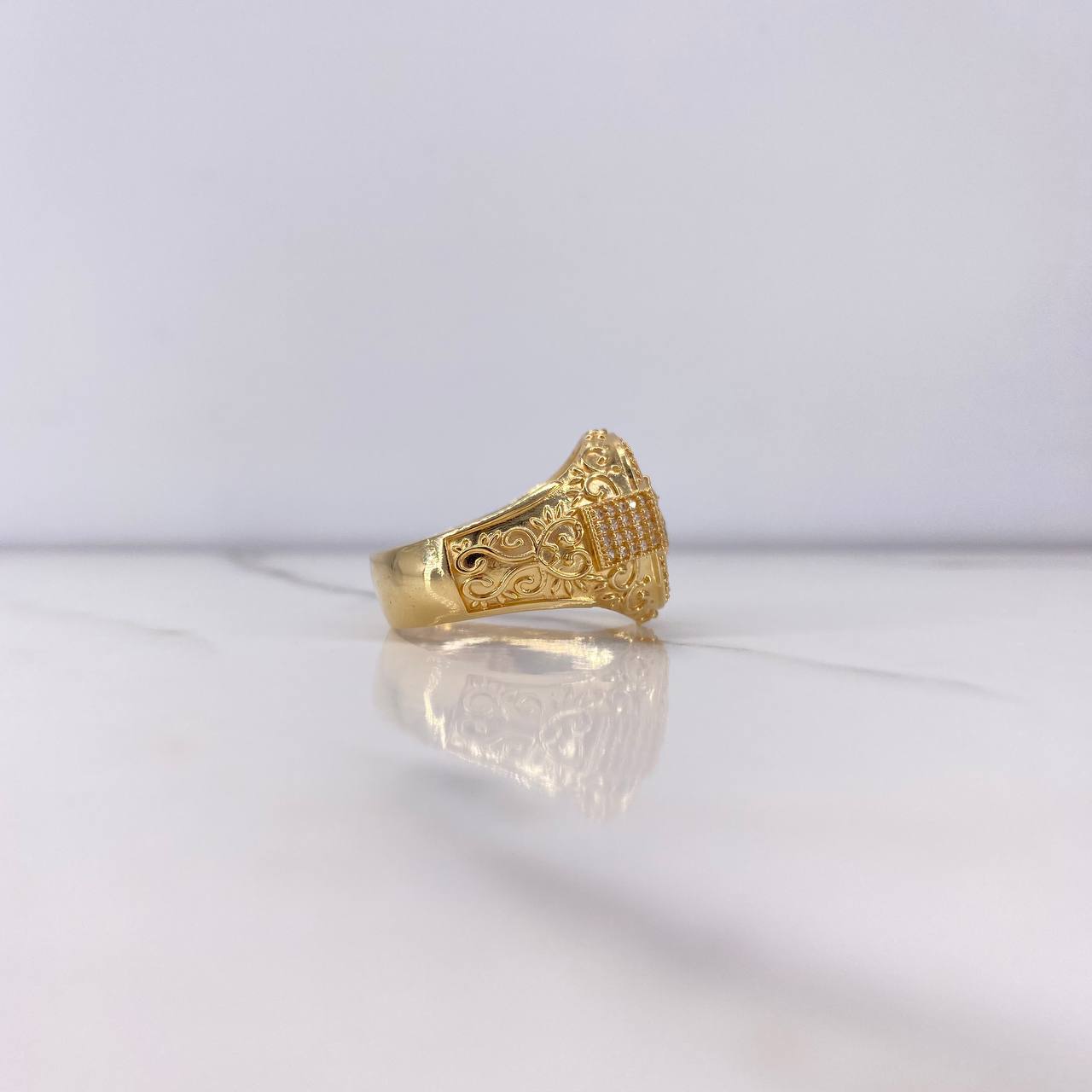 Anillo Virgen de Guadalupe Cinturon 11.25gr / T11 1/2 / Arabescos Circones Blancos Oro Amarillo $