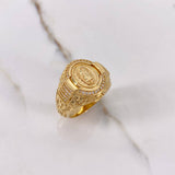Anillo Virgen de Guadalupe Cinturon 11.25gr / T11 1/2 / Arabescos Circones Blancos Oro Amarillo $