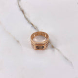 Anillo Cinturon Doble Cuadro 5.05gr / T9 3/4 / Circones Blancos Negro Oro Rosa $