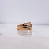 Anillo Cinturon Doble Cuadro 5.05gr / T9 3/4 / Circones Blancos Negro Oro Rosa $