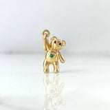 Dije Oso 1.9gr / 2.3cm / Circon Verde Ojos Negros Oro Amarillo