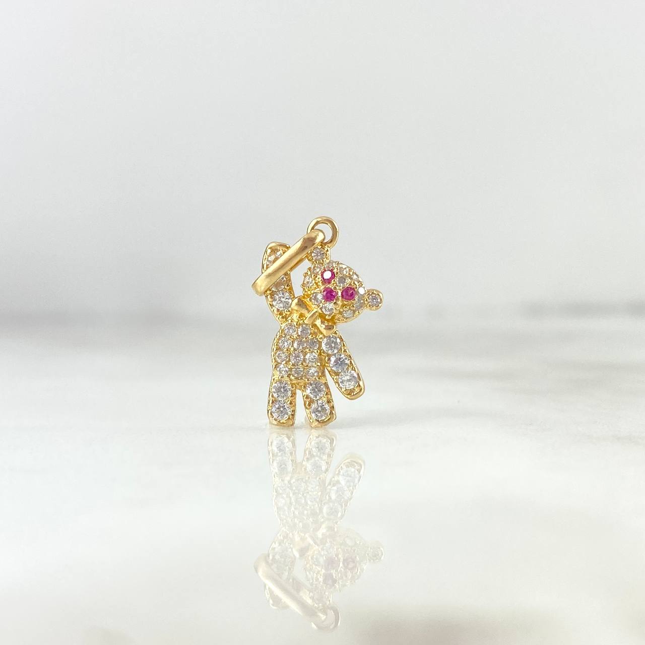 Dije Oso 1.65gr / 2.2cm / Circones Blancos Ojos Nariz Fucsia Oro Amarillo
