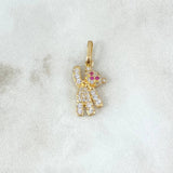 Dije Oso 1.65gr / 2.2cm / Circones Blancos Ojos Nariz Fucsia Oro Amarillo