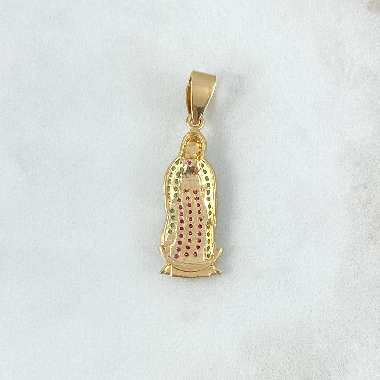 Dije Virgen de Guadalupe 3.3gr / 3.5cm / Circones Verdes Fucsias Oro Amarillo ©