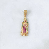 Dije Virgen de Guadalupe 3.3gr / 3.5cm / Circones Verdes Fucsias Oro Amarillo ©