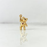 Dije Oso Corazon 1.85gr / 2.2cm / Circon Fucsia Ojos Negros Oro Amarillo ©