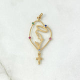 Dije Virgen María 1.4gr / 3.8cm / Silueta Circones de Colores Oro Amarillo