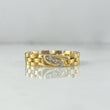 Anillo Correa Articulado 3.1gr / T8 / 4mm Circones Blancos Oro Amarillo +4