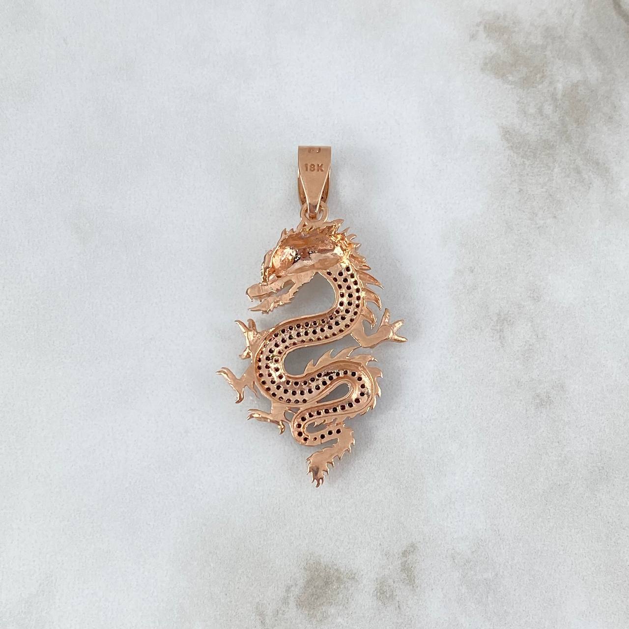 Dije Dragon 8.4gr / 5.2cm / Circones Negros Ojos Verdes Oro Rosa *