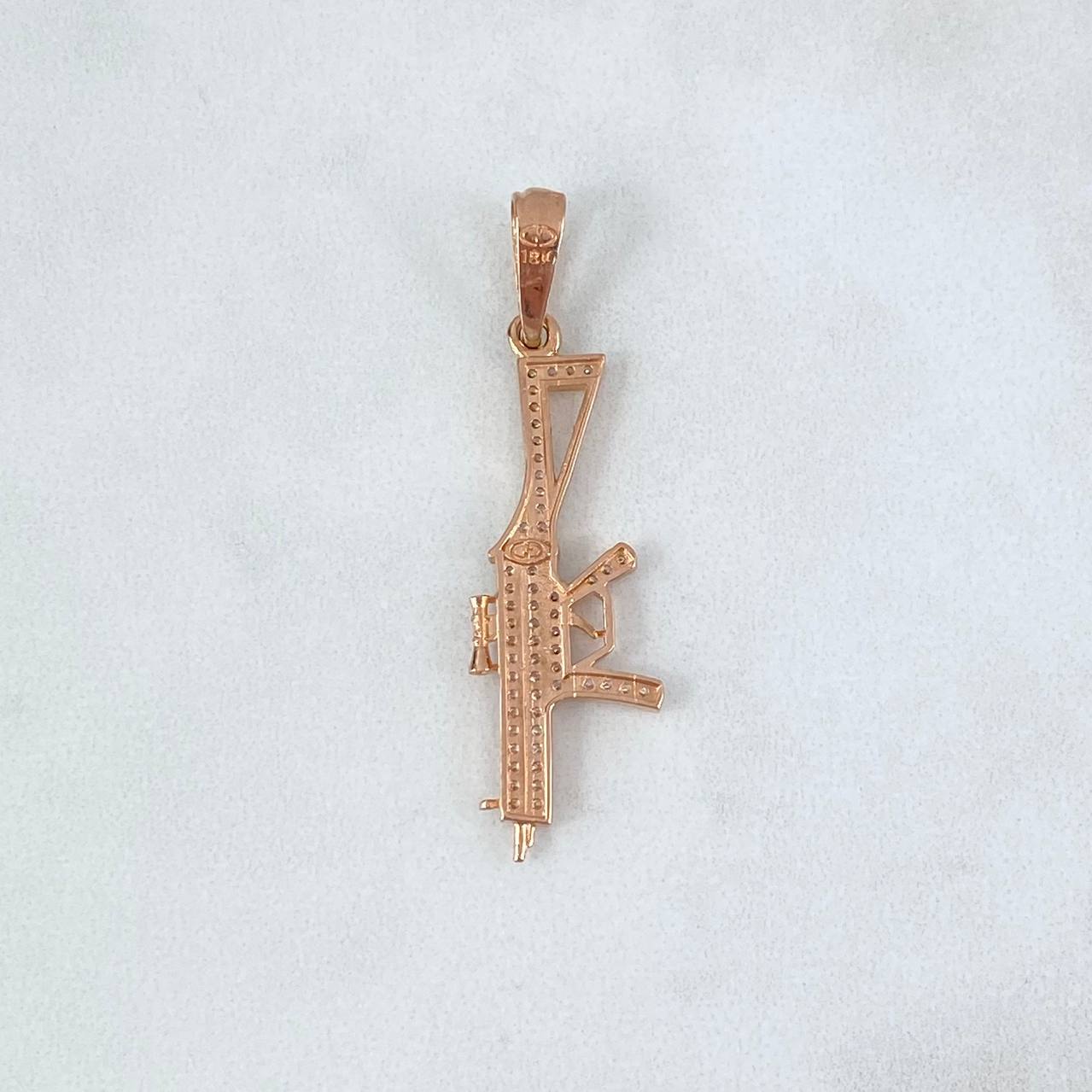 Dije Arma 2.6gr / 4.5cm / Mini Subfusil Circones Blancos Oro Rosa