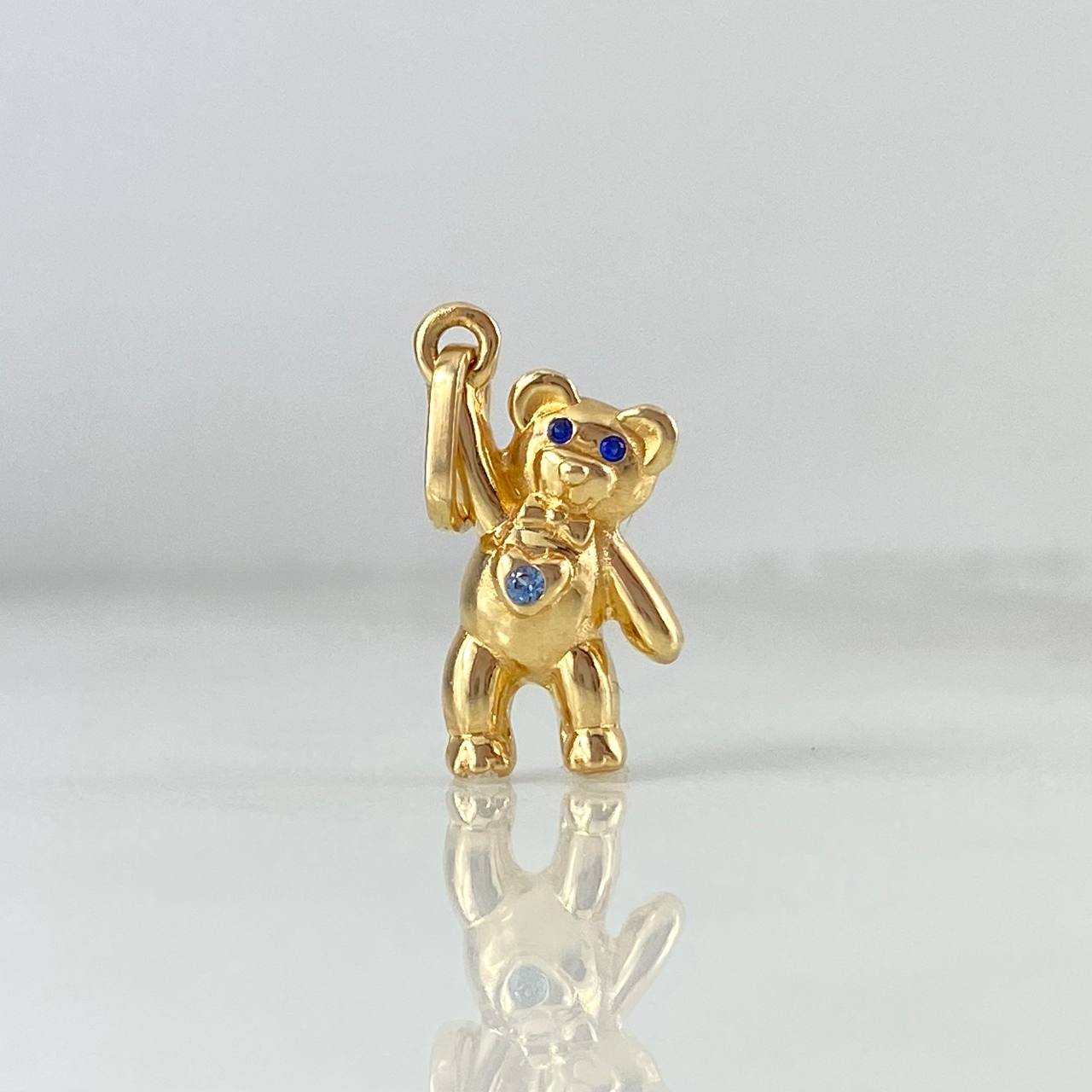 Dije Oso Corazon 1.8gr / 2.3cm / Circones Azules Oro Amarillo