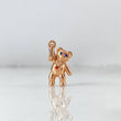 Dije Oso Corazon 2gr / 2.3cm / Circon Naranjado Ojos Azules Oro Rosa
