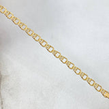 Pulso Aro Seguido 1.35gr / 13cm-14.5cm / 2mm Placa Rectangular Ovalada Curva Bordeada Punteada Oro Amarillo