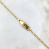 Pulso Aro Seguido 1.35gr / 13cm-14.5cm / 2mm Placa Rectangular Ovalada Curva Bordeada Punteada Oro Amarillo
