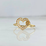 Anillo Corazon Silueta 1.2gr / T5 1/4 / Circones Blancos Oro Amarillo ©