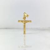 Dije Cruz Cristo 1.2gr / 3.5cm / Baston Texturizado Oro Amarillo