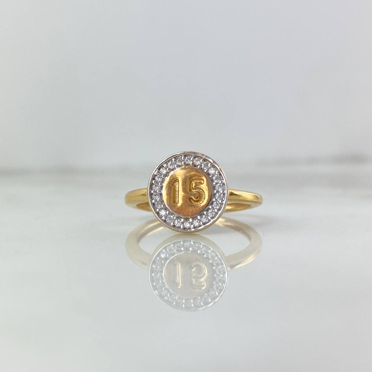 Anillo 15 Circular 3.0gr-T6 1/4 Circones Blancos Oro Amarillo