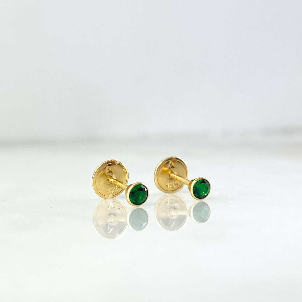 Topos Bisel 0.4gr / 3mm Circon Verde Oro Amarillo (Joya)