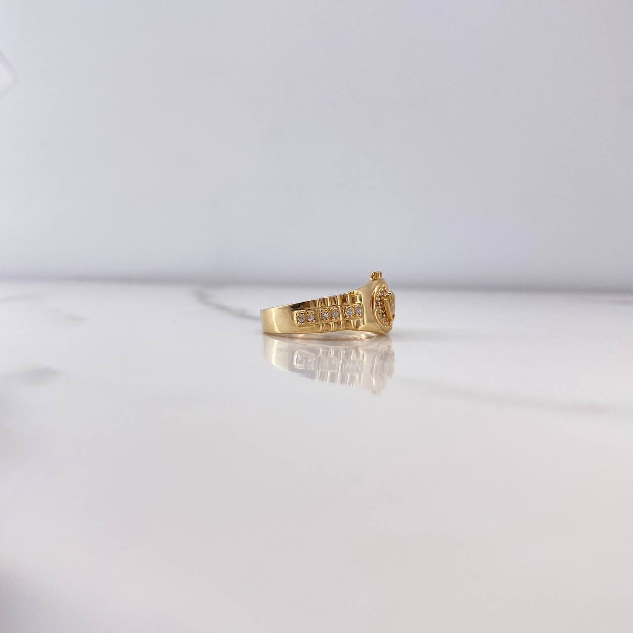 Anillo Cinturon Corona 4.6gr / T6 / Circones Blancos Oro Amarillo $