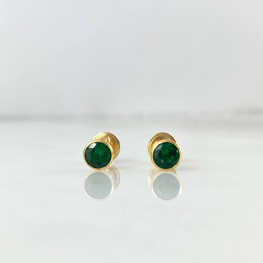 Topos Bisel 0.65gr / 5mm Circon Verde Oro Amarillo 18K