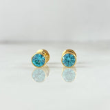 Topos Bisel 0.8gr / 5mm Circon Celeste Oro Amarillo (Joya) ©