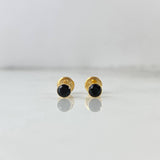 Topos Bisel 0.55gr / 4mm Circon Negro Oro Amarillo 18K ©