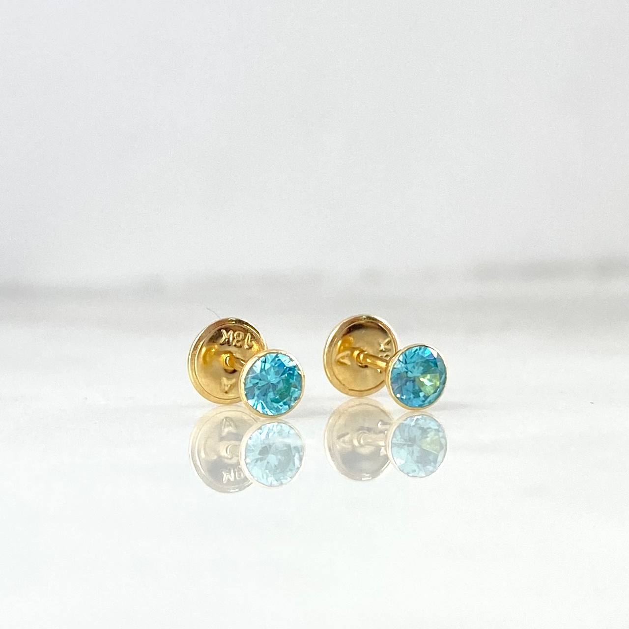 (revision)Topos Bisel 0.6gr / 4mm Circon Celeste Oro Amarillo (Joya)
