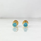 Topos Bisel 0.6gr / 4mm Circon Celeste Oro Amarillo (Joya) ©