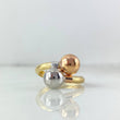 Anillo TU Y YO 2.1gr / T8 / 8mm Bolas Lisas Tres Oros 18K *