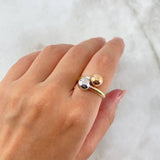 Anillo Tu y Yo 2gr / T6 1/4 / 8mm Bolas Lisas Tres Oros 18K