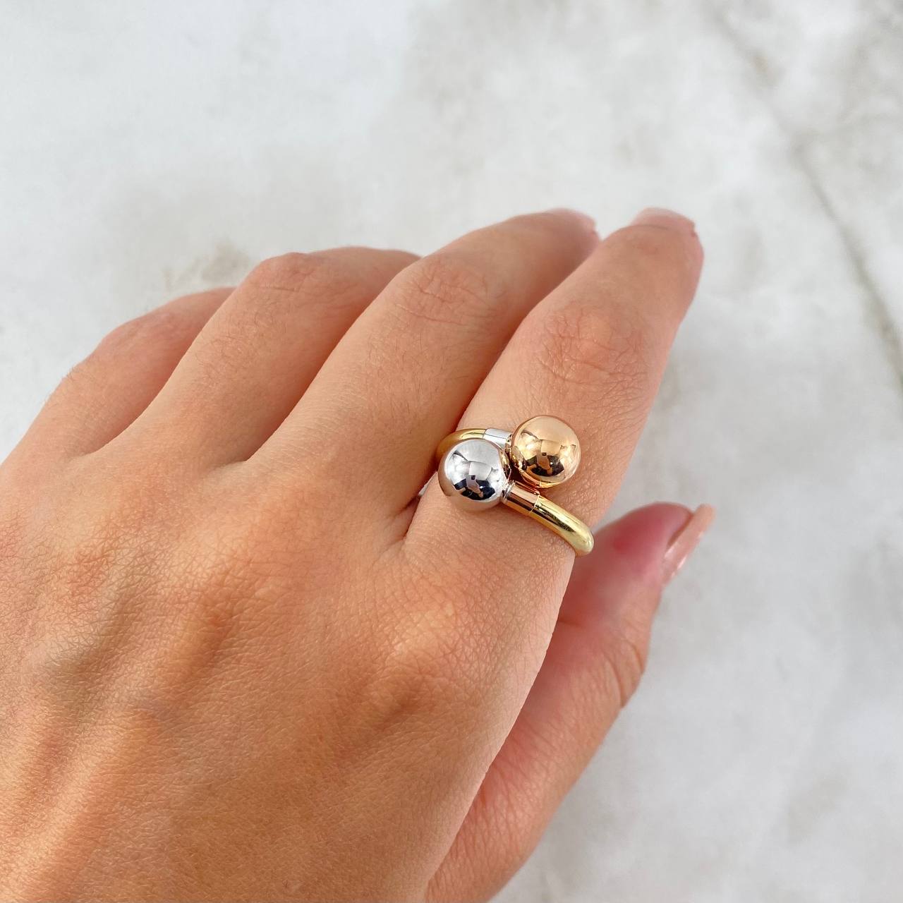 Anillo Tu Y Yo 1.7gr / T7 1/2 / 7mm / Tres Oros 18K