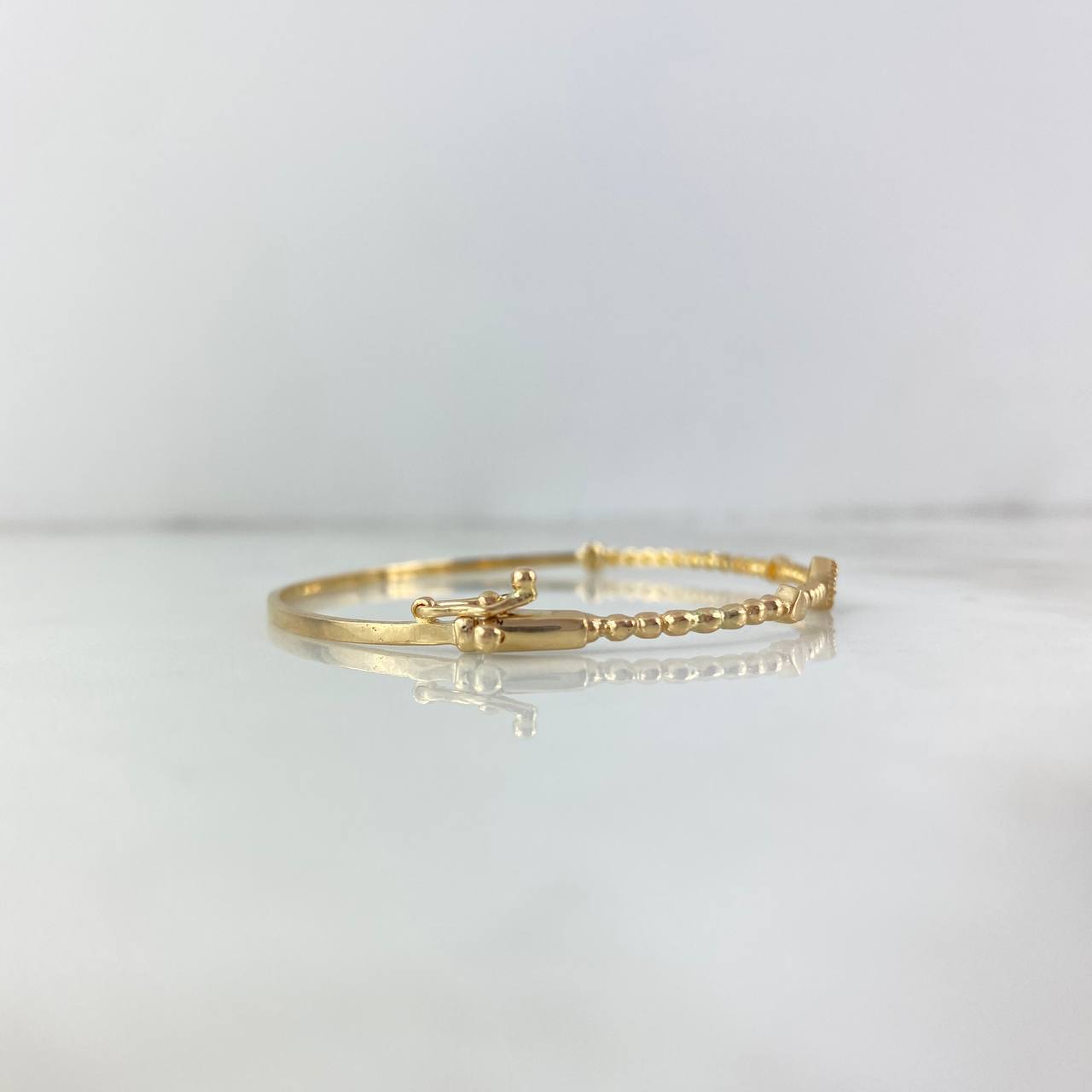 Pulso Aro Corazon Bolitas 5.05gr / 18cm / Circones Blancos Oro Amarillo *