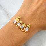 Herraje Familia 3.5gr / 3.1cm / Mamá Papá e Hijas Circones Blancos Oro Amarillo