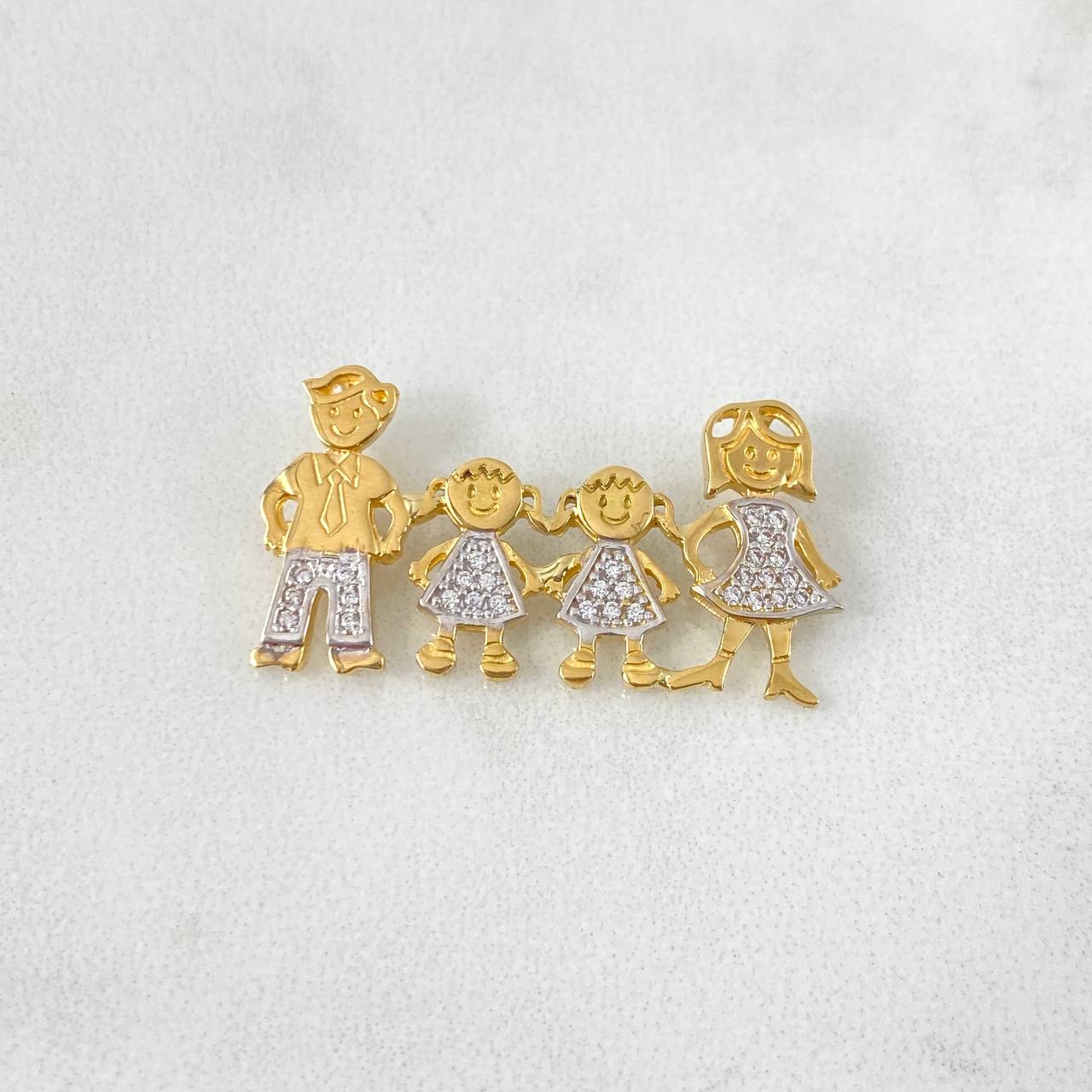 Herraje Familia 3.5gr / 3.1cm / Mamá Papá e Hijas Circones Blancos Oro Amarillo