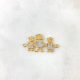 Herraje Familia 2.45gr / 3.1cm / Mama e Hijos Circones Blancos Oro Amarillo