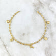 Tobillera GC Calabrote 5.6gr / 25.5cm / 4.5mm "Carita Feliz - Oso TS - Cruz Cristo - Sol - Corazon" Oro Amarillo