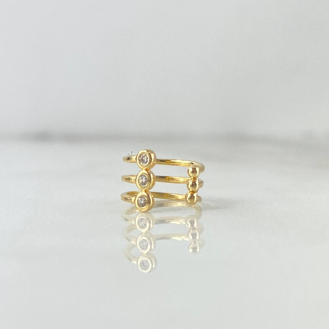 Piercing Earcuff Simulador 0.75gr / 1cm / Tres Chispas Oro Amarillo (Joya) *