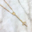 Rosario Virgen del Carmen 13.2gr / 60cm / 4mm - 5mm Bolas Diamantadas Circones Blancos Tres Oros *