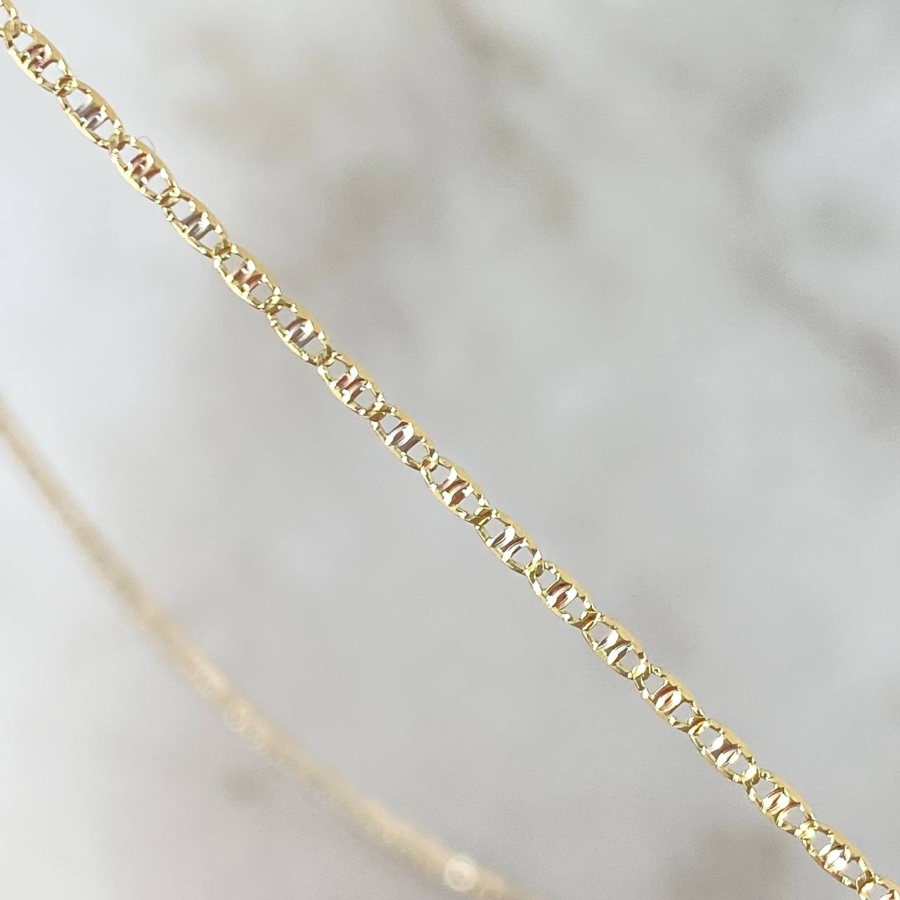 Cadena Plana 1.25gr / 40cm / 1.2mm Diamantada Tres Oros +3